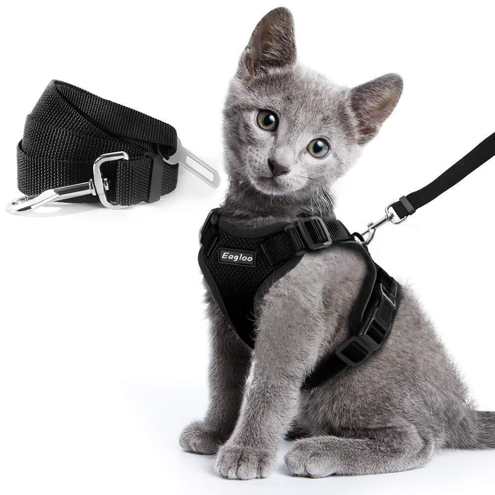 Escapeguard Cat Vest Harness And Car Seat Belt Adapter - Adjustable, Reflective, And Escape-Proof Harness For Cats And Small Dogs
