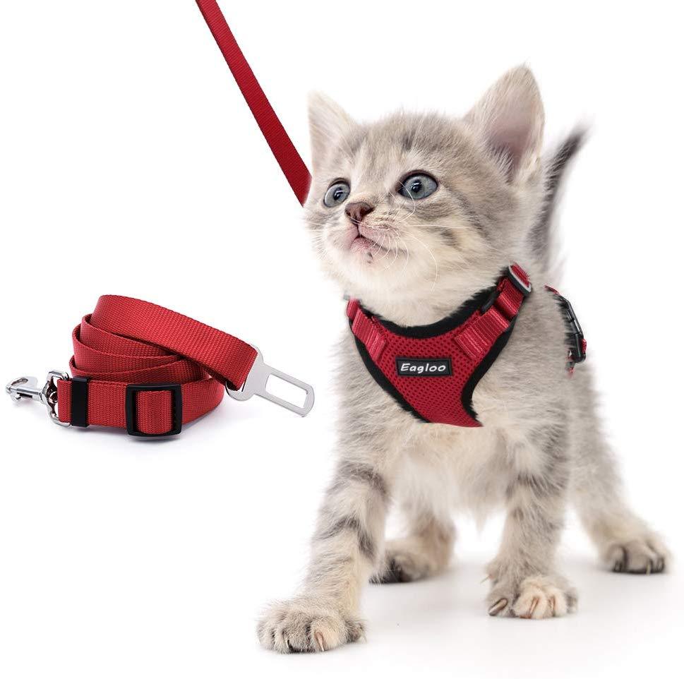 Escapeguard Cat Vest Harness And Car Seat Belt Adapter - Adjustable, Reflective, And Escape-Proof Harness For Cats And Small Dogs