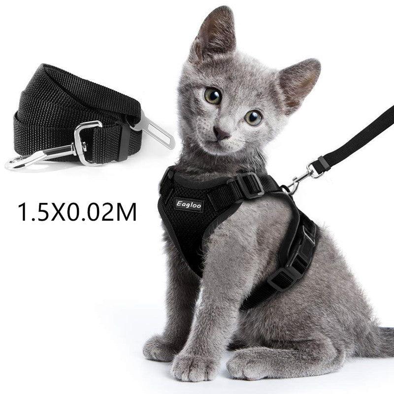 Escapeguard Cat Vest Harness And Car Seat Belt Adapter - Adjustable, Reflective, And Escape-Proof Harness For Cats And Small Dogs