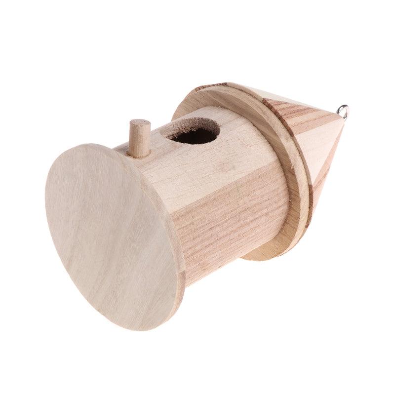 Rustic Pine Hand-Carved Round Outdoor Bird Nest Ornament