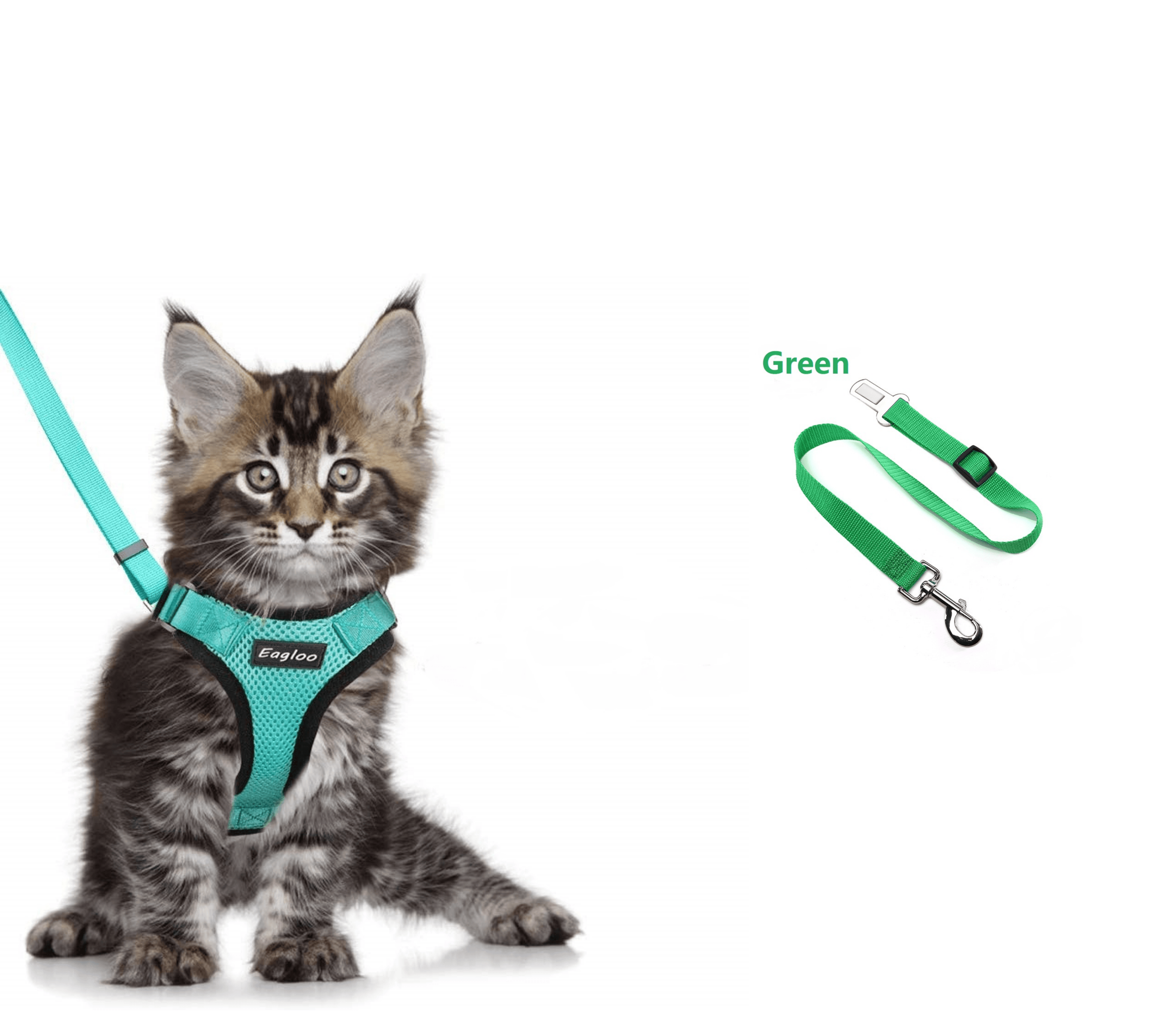 Escapeguard Cat Vest Harness And Car Seat Belt Adapter - Adjustable, Reflective, And Escape-Proof Harness For Cats And Small Dogs